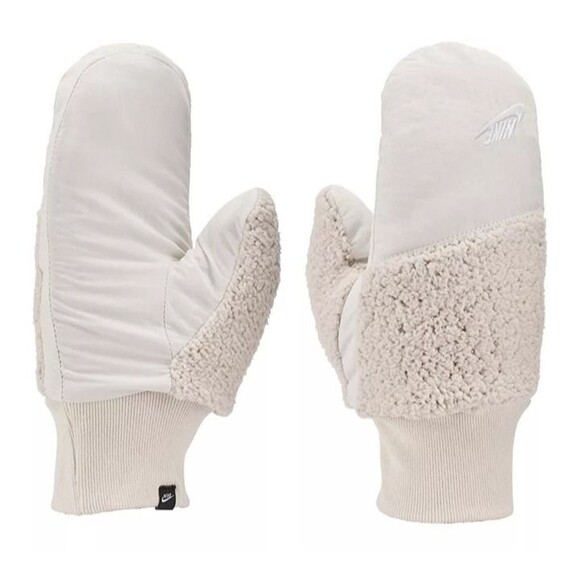 Women's Nike Sherpa Fleece Mittens Off White M/L - Picture 1 of 5